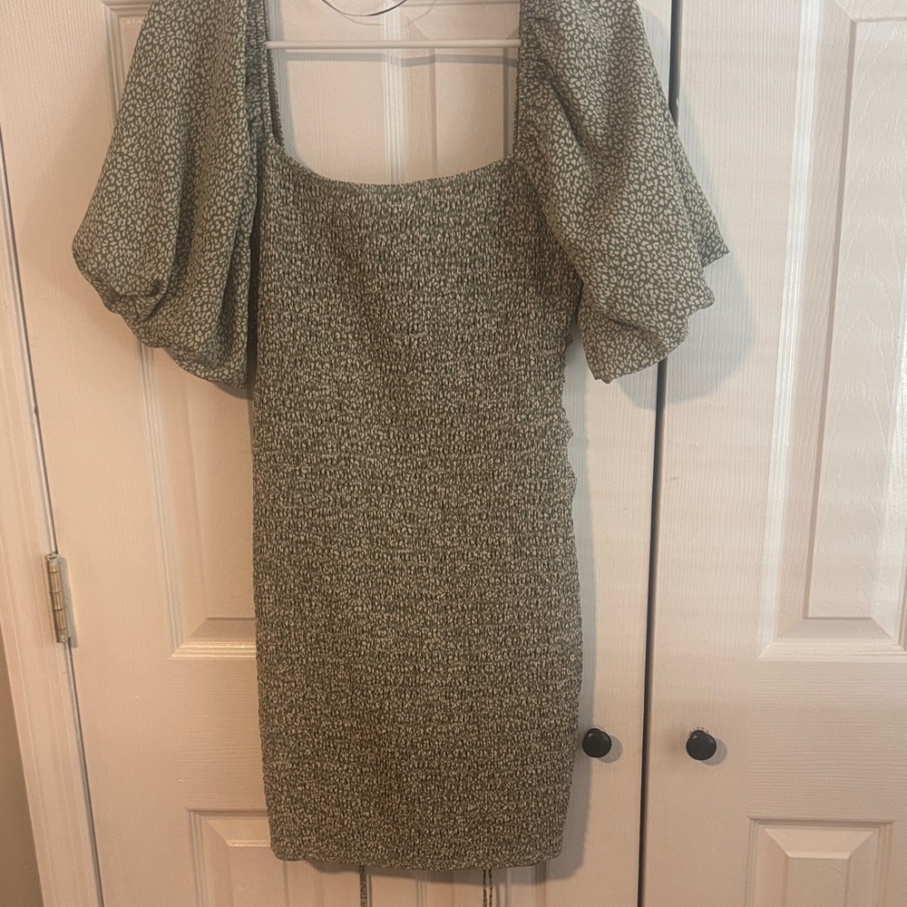 Green Patterned Mini Dress - Picture 2 of 4